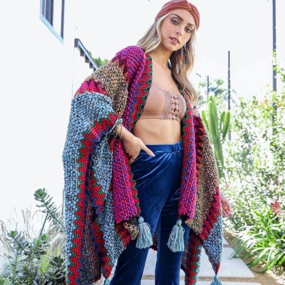 Boho Oversized Cardigan Women's Knit Poncho Fall